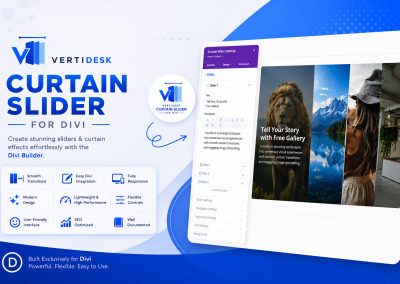 screenshot banner VertiDesk Curtain Slider for Divi