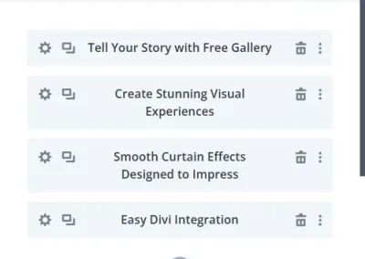 screenshot divi module slider settings VertiDesk Curtain Slider for Divi